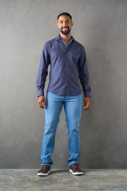 Camisa slim fit azul oscuro