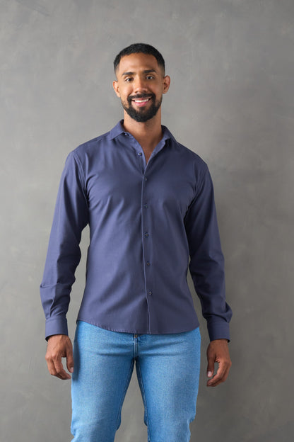 Camisa slim fit azul oscuro